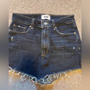 Paige Darkish Blue Jean Cutoff Shorts
